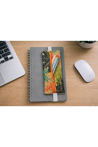 SYAZE حامل أقلام دفتر ملاحظات مرن بنمط أوراق مطبوعة رقميًا