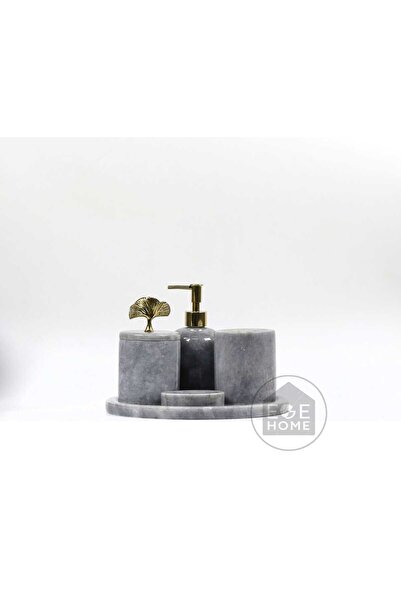 ege gross Διακοσμητικό Σετ Μπάνιου από Γκρι Μάρμαρο με 5 Αξεσουάρ από Φύλλα Χ...