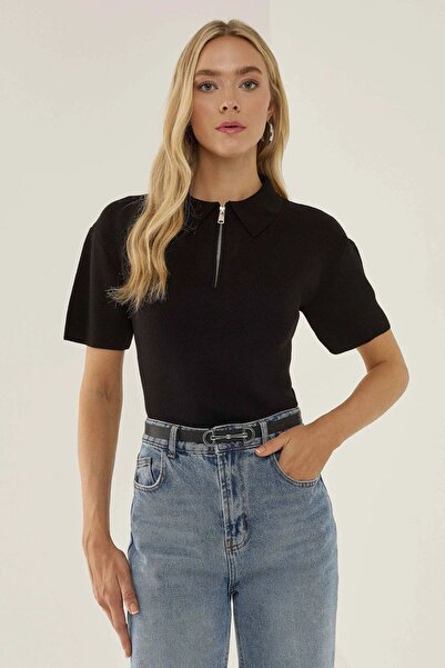 Hiccup Pulover cu guler polo și fermoar