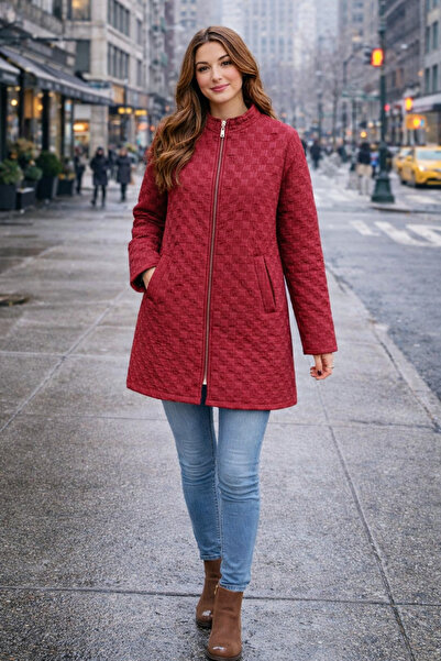 ŞIK VE MUTLU Quilted Double Pocket Lined Women's Coat