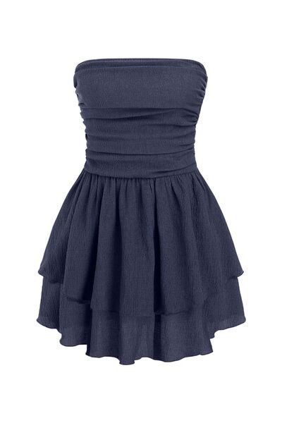 Hiccup Rochie mini fără bretele, texturată, cu volane