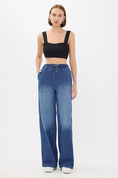 Hiccup High-waisted denim jeans with drawstring