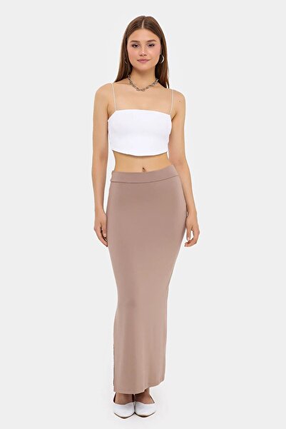 Hiccup Fustă țesută cu talie înaltă și crăpături laterale