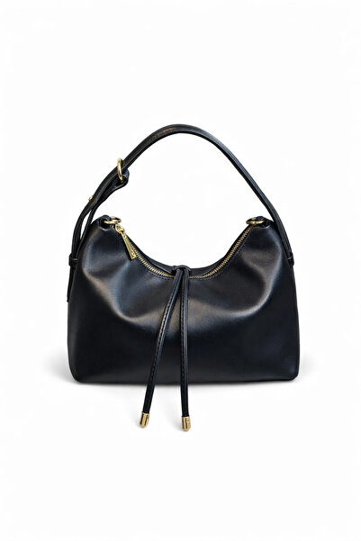 erdeModa Aksesuar Siyah Suni Deri Gold Detaylı Ayarlanabilir askılı El ve Omu...