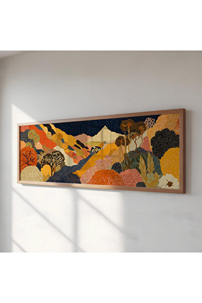 woodhomeworks Tek Parça Gerçek Ahşap Yatay Panorama Çerçeveli Tablo japon kusama