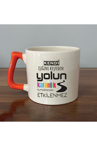 Kırtasiye Ofisi Prime Motivational Gift Cup Mug with Orange Handle Exploring ...