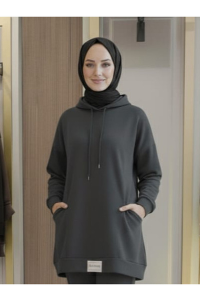 Bala Giyim Women's Single Hooded Pocket Tunic Sweatshirt