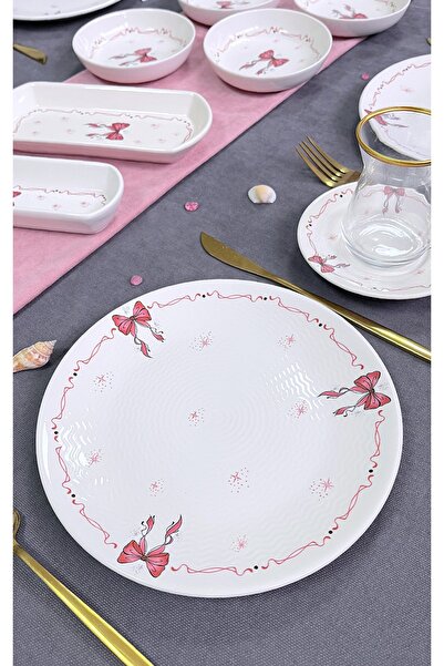 ers erbaşlar KURDELE PEMBE 20 Parça 6 Kişilik Lüx Kahvaltı Takımı Seti Kahval...