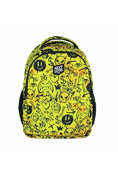 Next Level Ghiozdan școlar cu 2 compartimente 48x33x20cm, design galben