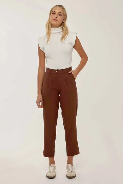 Hiccup Pantaloni cu talie înaltă, plisați, cu croială tip pipetă