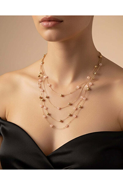 REDTAG قلادة نسائية متعددة الطبقات مزينة بالذهب