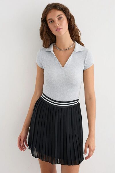 Hiccup Short-sleeved ribbed shirt collar T-shirt