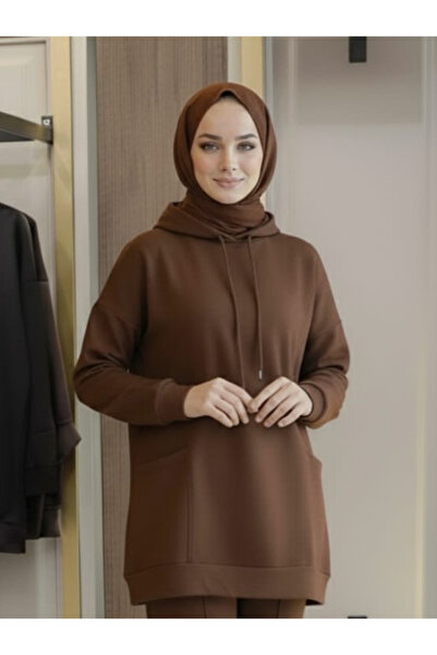 Bala Giyim Women's Single Hooded Pocket Tunic Sweatshirt