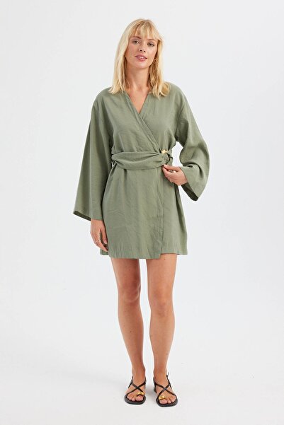 Hiccup Rochie mini cu mânecă lungă și decolteu în V, cu curea