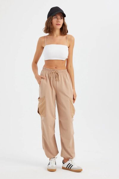 Hiccup High-waisted woven jogger pants with drawstring