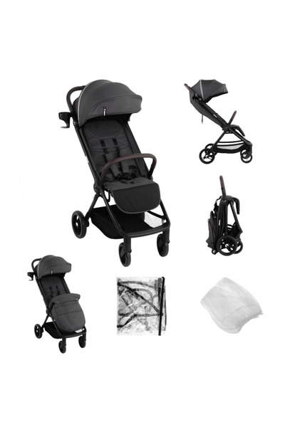 Kidnort Snougle Grey baby stroller, one-hand autofold, ventilation windows