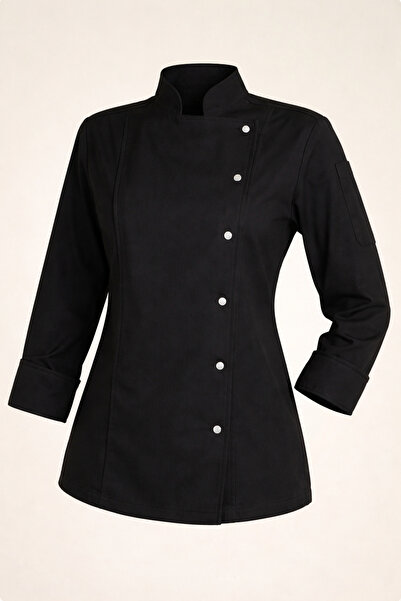 DENİZ İŞ Чорна жіноча габардинова кухарська куртка