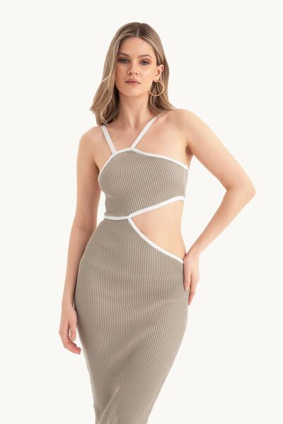 Hiccup Rochie midi cu un umăr și decupaj lateral