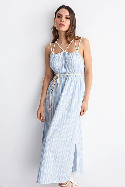 Hiccup Striped maxi dress with thin straps and ties at the front