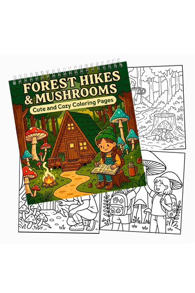 OBRO Carte de colorat pentru adulți cu pagini groase din carton – Ciuperci și...