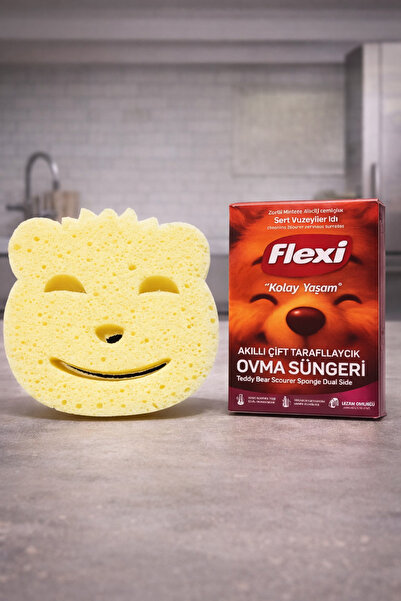 Flexi Smart Double-Sided Teddy Bear Scrubbing Sponge – Soft in Warm Water / Hard in Cold Water
