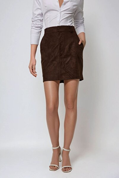 Hiccup High-waisted faux suede mini skirt