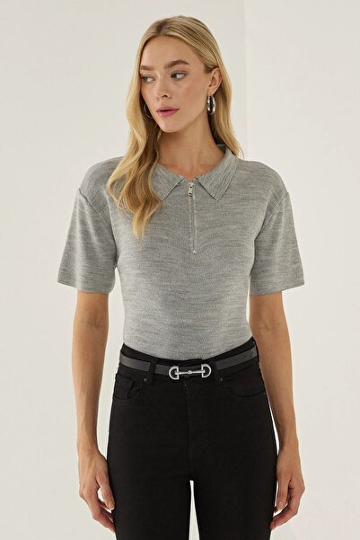 Hiccup Pulover cu guler polo și fermoar