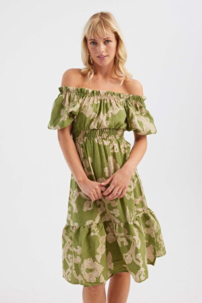 Hiccup Rochie midi cu umeri goi și imprimeu abstract