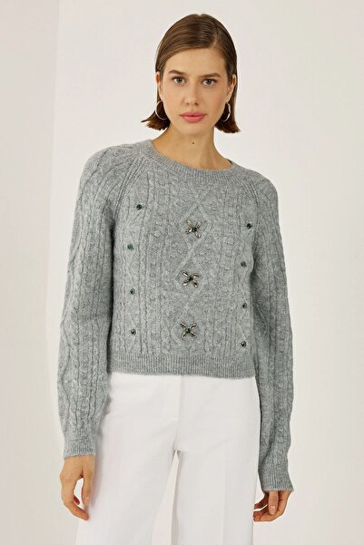 Hiccup Pulover tricotat cu detalii în piatră