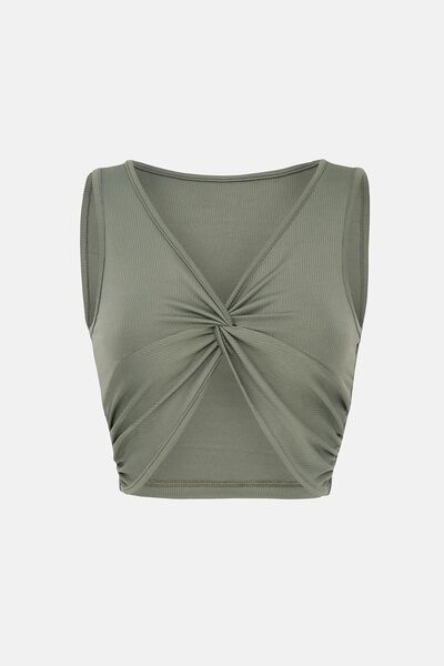 Hiccup Μονόχρωμο Κορδόνι Μπροστινό Σγουρό Crop Top