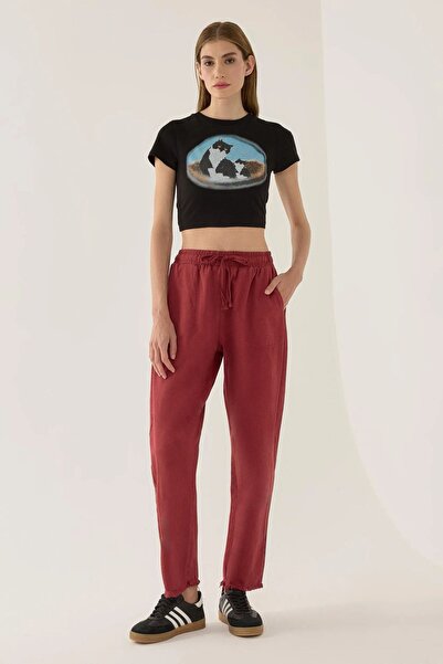 Hiccup Elastic waist, carrot-cut trousers