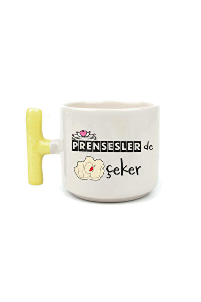 Kırtasiye Ofisi Princesses De Nah Checkered Yellow Handle t Humorous Gift Cup...
