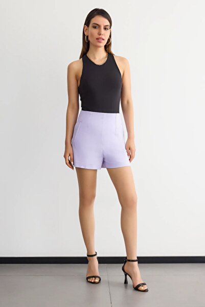 Hiccup Pantaloni scurți țesuți cu talie înaltă și detalii de buzunare