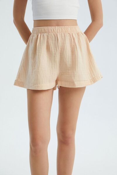 Hiccup High-waisted elasticated linen shorts