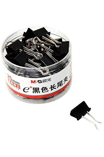 M&G Clips negru, 25 mm, 48 bucati/cutie, cutie din PP,