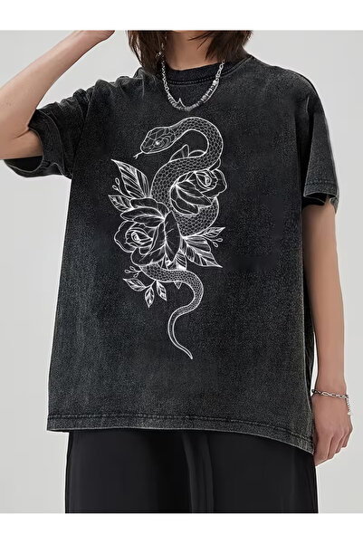 PENTHİLUS Unisex Snake Graphic Printed Short Sleeve T-Shirt – Casual Streetwe...