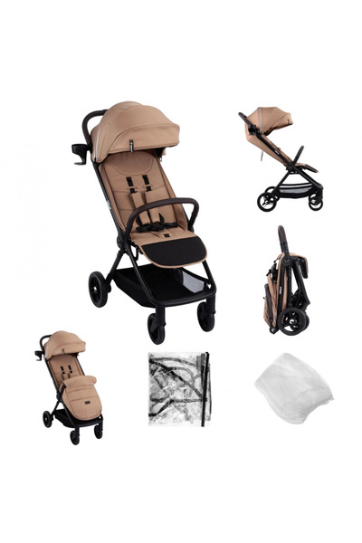Kidnort Snougle Beige baby stroller, one-hand autofold, ventilation windows