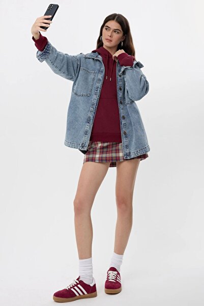 Hiccup Oversized washed denim coat with patch pockets
