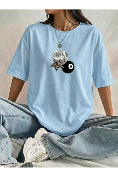 BUWOM Tricou pentru femei cu imprimeu Disco Ball Star, cu gât rotund