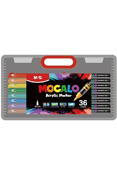 M&G Marker cu vopsea acrilica MOCALO M&G, varf pensula, 36 culori/set