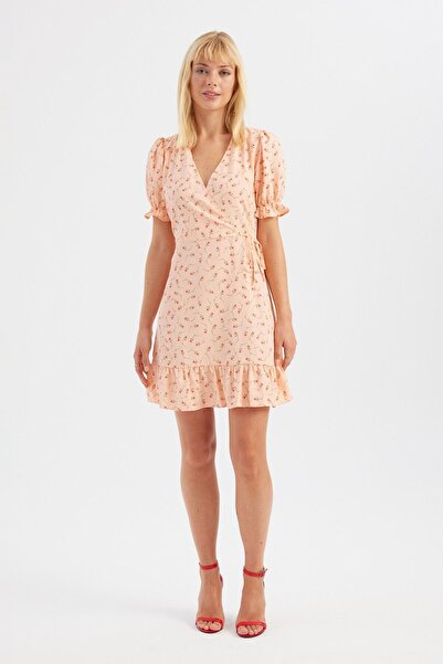 Hiccup Rochie mini cu mânecă scurtă și decolteu în V, cu imprimeu floral și v...