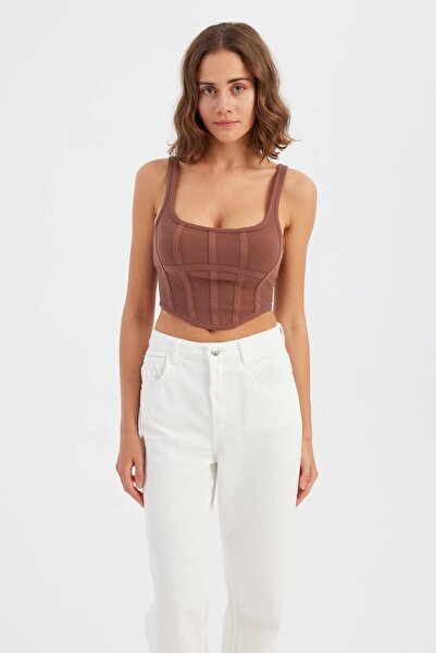 Hiccup Square Neck Sleeveless Front Stitched Corset Top