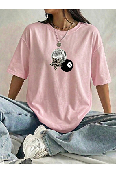 BUWOM Γυναικείο μπλουζάκι Disco Ball Star με στάμπα και λαιμόκοψη ποδηλάτου