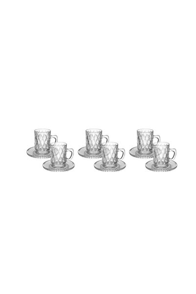 Generic Max glass beads, engraved, with saucers, 12 pieces - clear