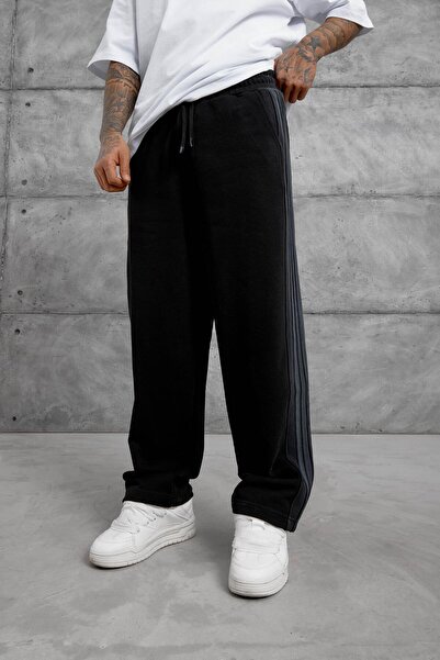NOMARC Black Spray Striped Baggy Trackpants