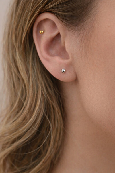 Sacce Scarves&Accessories Çift Renk Top Uçlu Çelik Piercing (Gold & Silver) –...