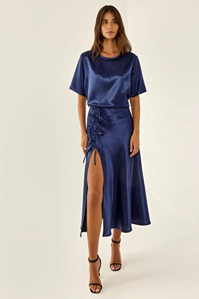 Hiccup Satin Crew Neck Blouse