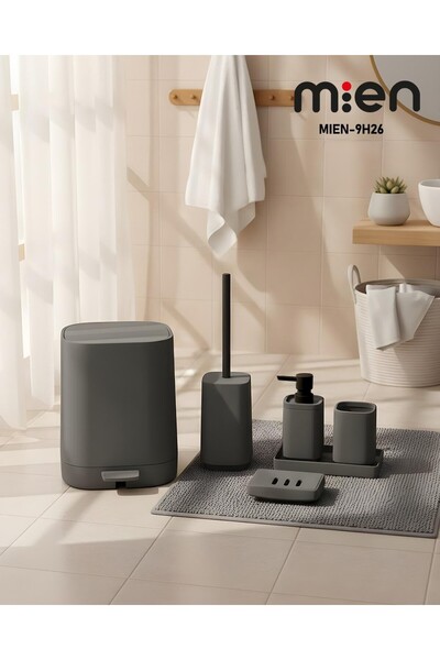 MİEN Square Gray 5 Piece Bathroom Set