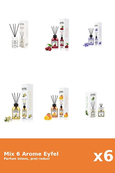 Eyfel Set 6 Mix Eyfel: 1x Bumbac, 1x Cirese, 1x Lacramioare, 1x Lavanda, 1x M...
