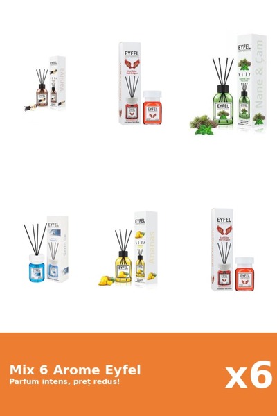 Eyfel Set 6 Mix Eyfel: 1x Ananas, 1x Cool Water, 1x Pin Si Menta, 2x Red Drag...